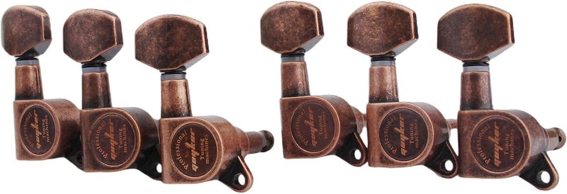 guyker Guitar Machine Heads (6 for Right Hand) - 1:15 Closed String Tuning Key Peg Tuners with Hexagonal Handle Replacement for Electric or Acoustic Guitars (Antique Bronze) - Image 2